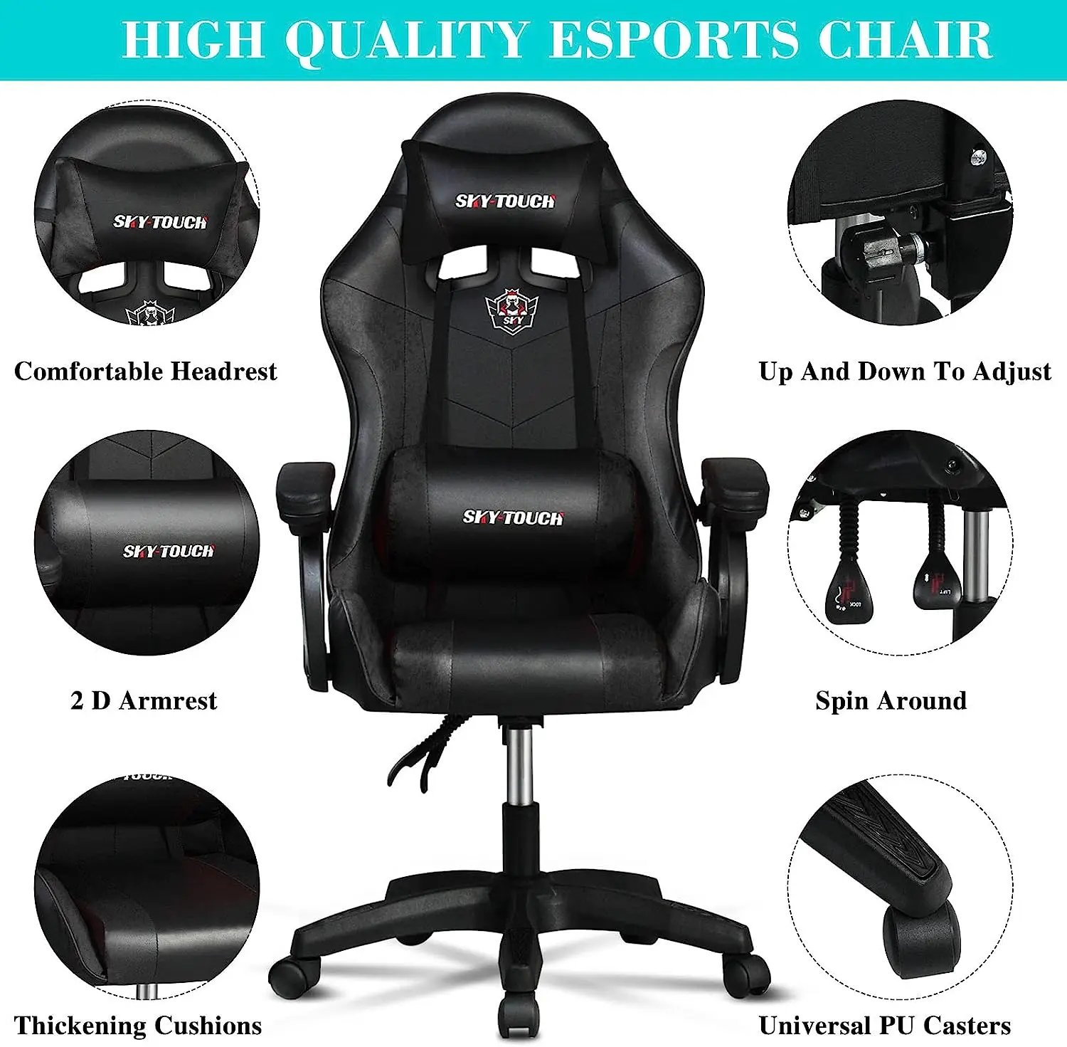 Gaming chair Adjustable Computer chair Pc office