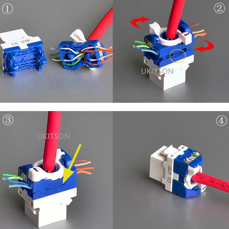 Whirling Wire CAT6 RJ45 Toolless LAN Insert Keystone Ethernet Module Jack Gigabit UTP Tool-free Ineternet Socket