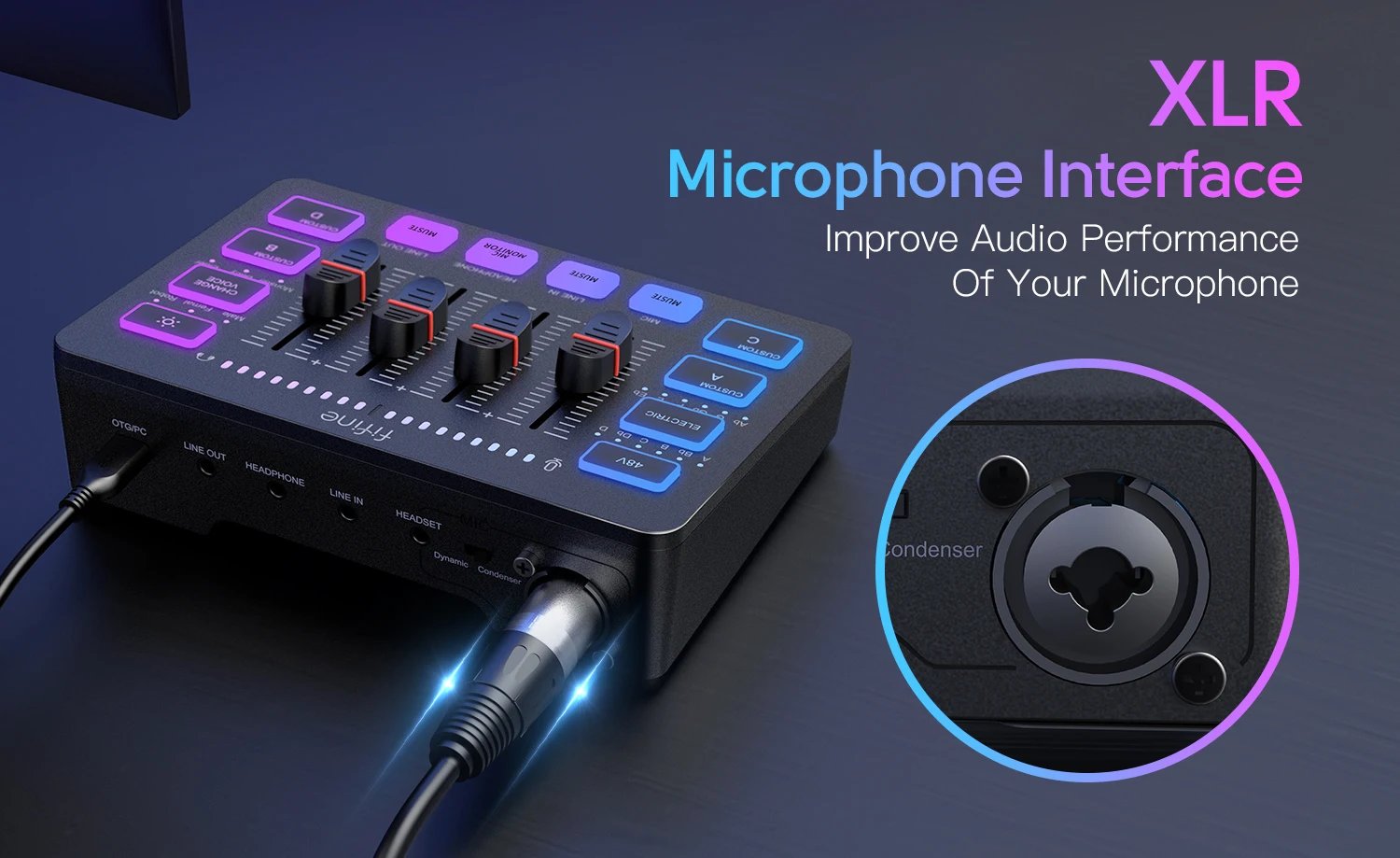 FIFINE Gaming Audio Mixer,Streaming 4-Channel RGB Mixer for Game Voice,Podcast,AmpliGame SC3