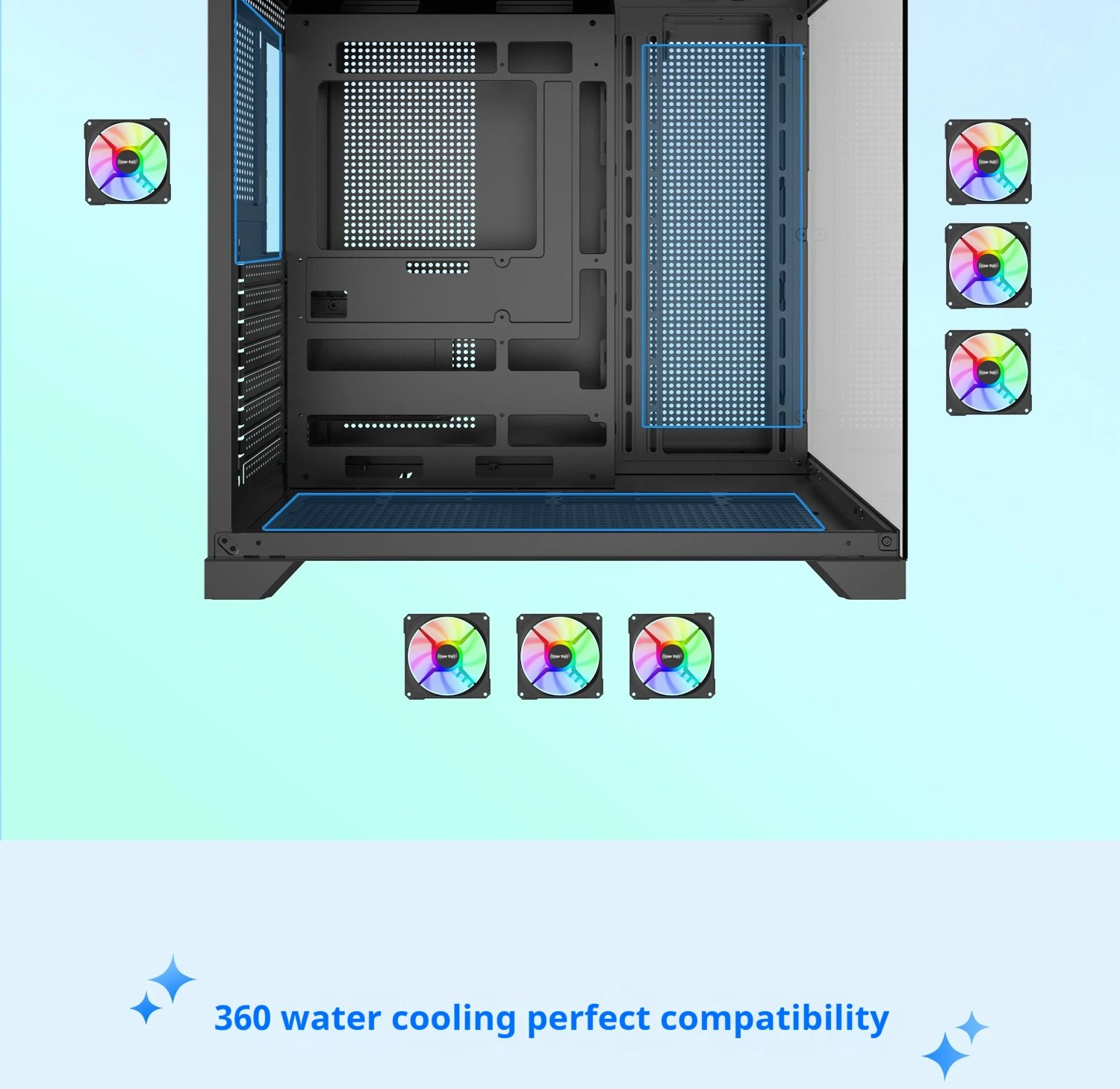Power Train Dreamland PRO PC Gaming Case ATX MATX ITX Motherboard 360 Water-Cooled Sea View Room Double-Sided Glass Computer Cas