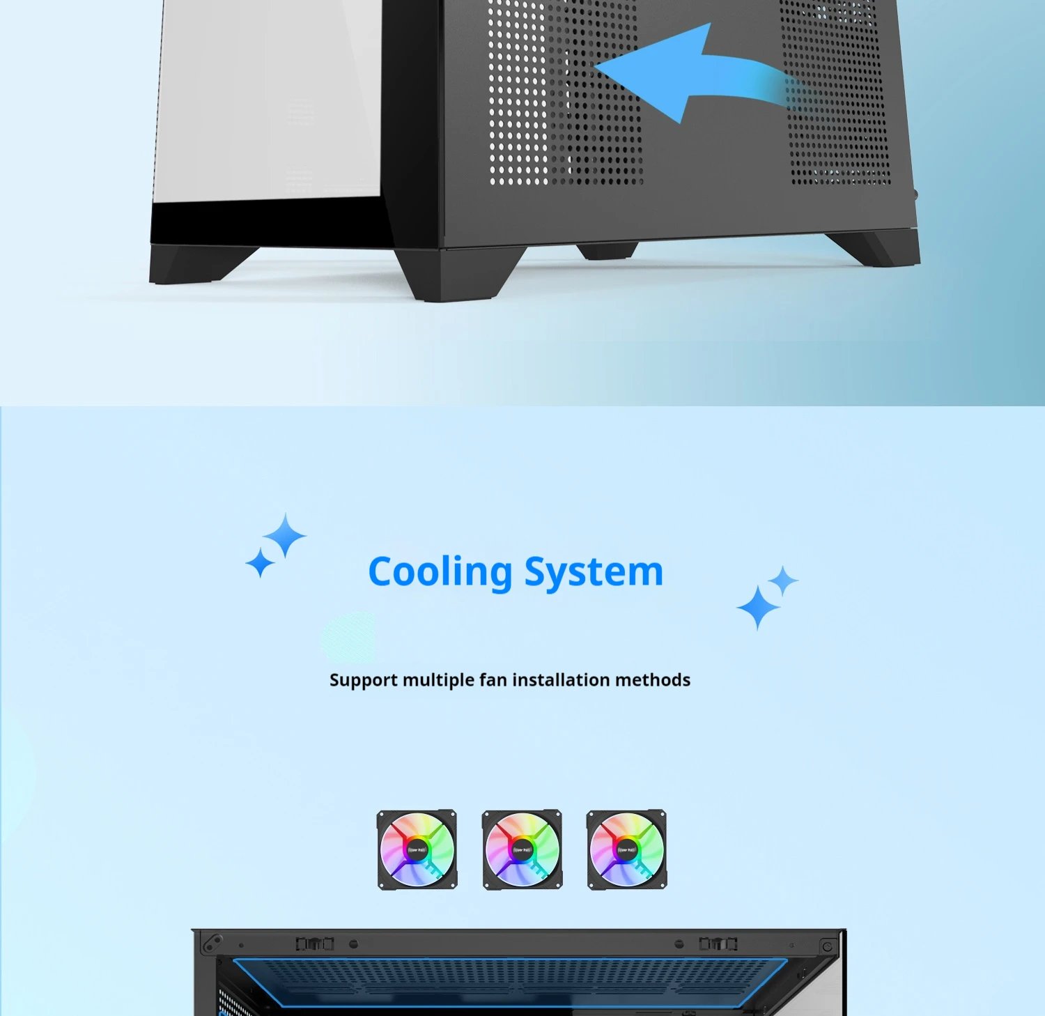 Power Train Dreamland PRO PC Gaming Case ATX MATX ITX Motherboard 360 Water-Cooled Sea View Room Double-Sided Glass Computer Cas
