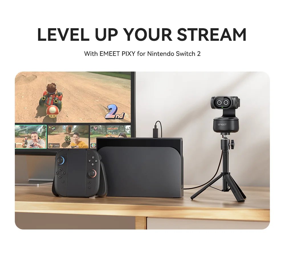 4K Webcam PTZ Web Camera Gesture Control Autofocus AI Tracking Video Camera for Streaming EMEET PIXY Dual-Camera With SonySensor 4K Webcam PTZ Web Camera Gesture Control Autofocus AI Tracking Video Camera for Streaming EMEET PIXY Dual-Camera With SonySensor