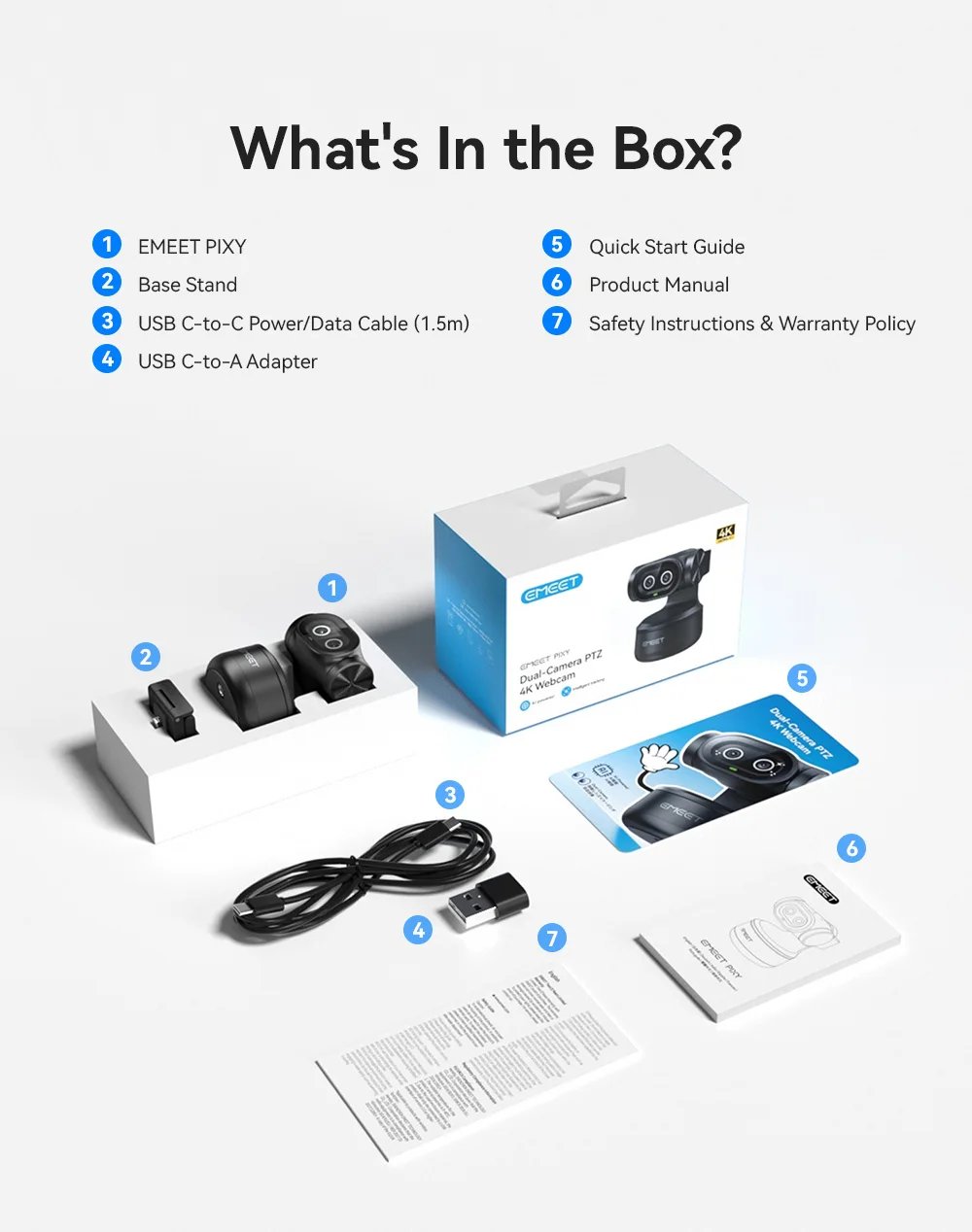 4K Webcam PTZ Web Camera Gesture Control Autofocus AI Tracking Video Camera for Streaming EMEET PIXY Dual-Camera With SonySensor 4K Webcam PTZ Web Camera Gesture Control Autofocus AI Tracking Video Camera for Streaming EMEET PIXY Dual-Camera With SonySensor