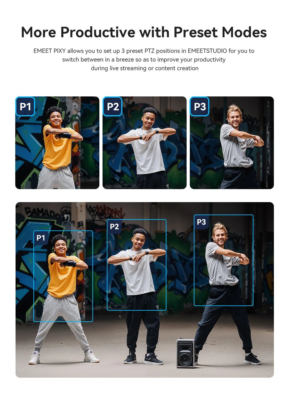 4K Webcam PTZ Web Camera Gesture Control Autofocus AI Tracking Video Camera for Streaming EMEET PIXY Dual-Camera With SonySensor 4K Webcam PTZ Web Camera Gesture Control Autofocus AI Tracking Video Camera for Streaming EMEET PIXY Dual-Camera With SonySensor