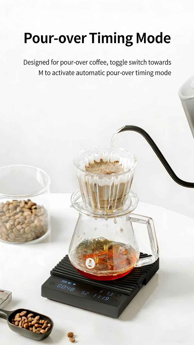 TIMEMORE Basic 3 Black Mirror Pour Over Coffee Scale Espresso Scale,Flow Rate, Auto Timer,Ratio, 3 Brewing Modes, 2kg Capacity TIMEMORE Basic 3 Black Mirror Pour Over Coffee Scale Espresso Scale,Flow Rate, Auto Timer,Ratio, 3 Brewing Modes, 2kg Capacity