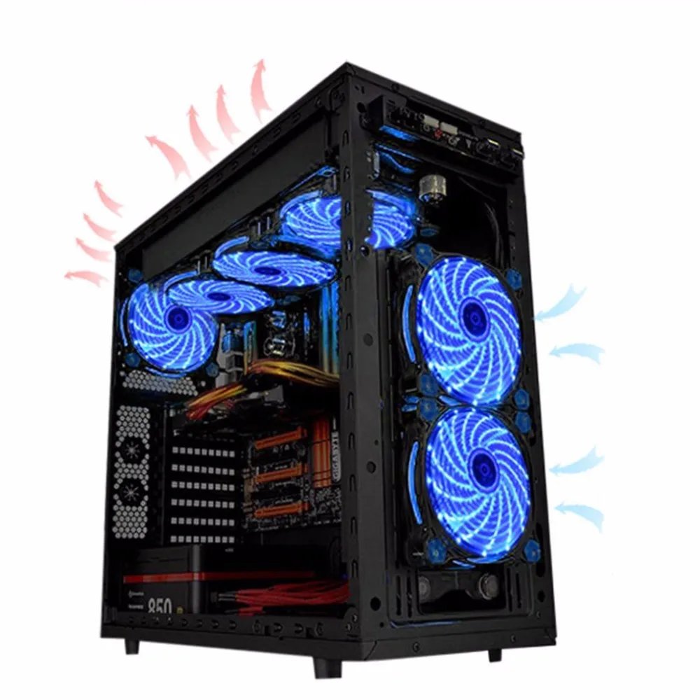 120mm Ultra Silent Computer PC Fan 15 LED CPU Case Fan LED Heatsink Cooler Master Cooling Fan 12V 4P 3P Connector Dropshipping