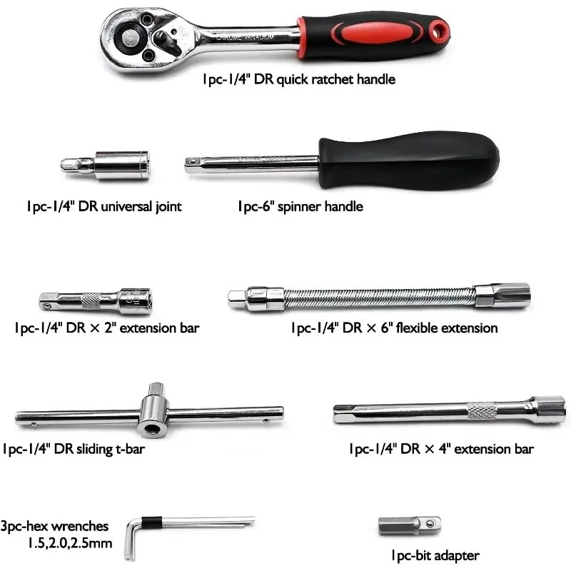 150/46Pcs Premium Heavy Duty CR-V Socket Wrench Ratchet Set, Multifunctional Auto Mechanical Repair Tool Kit with Storage Case